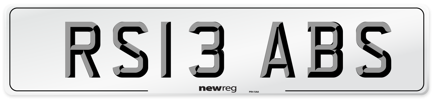 RS13 ABS Number Plate from New Reg